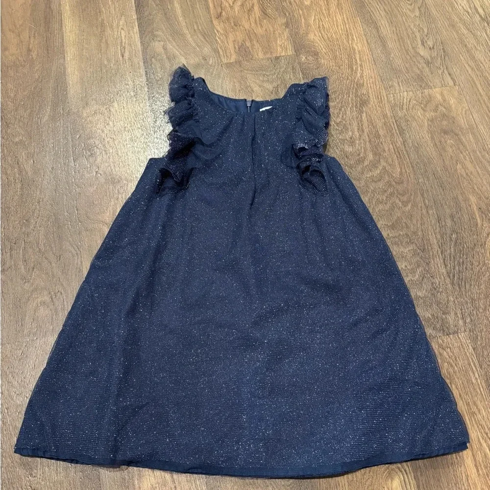 Tahari Girl's Dressy Holiday Glitter Dress Size 6 Midnight Blue Sparkle